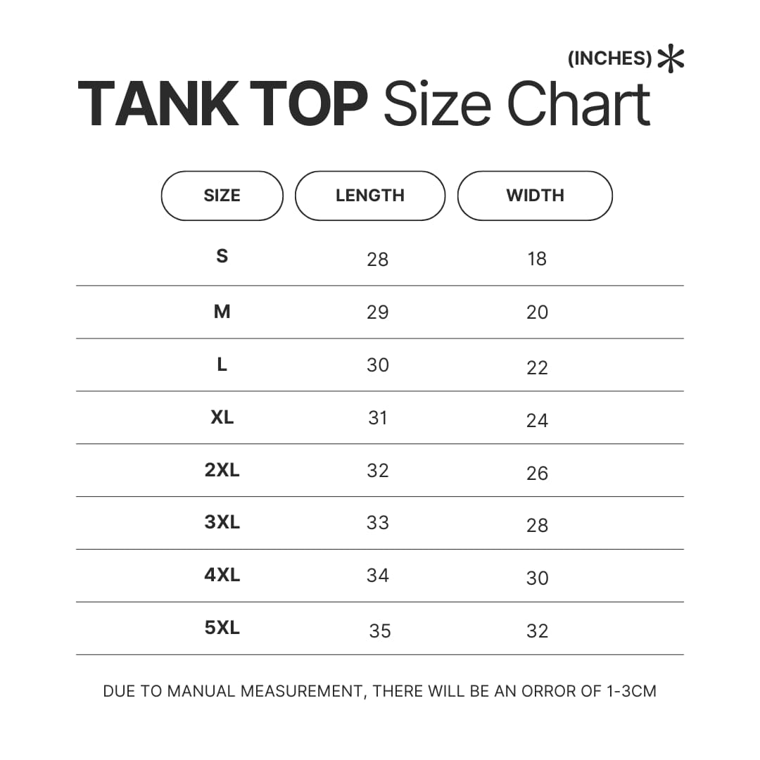 Tank Top Size Chart - Dorohedoro Shop