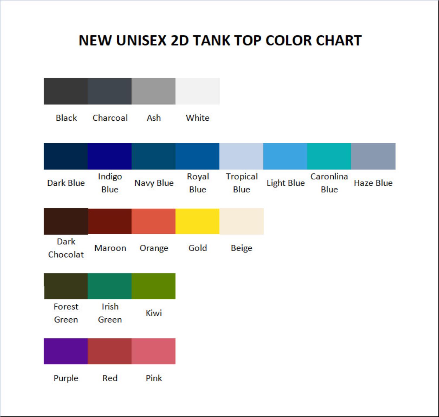 tank top color chart - Dorohedoro Shop